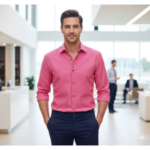 Paul Smith Kensington 100% Cotton Red Striped Button Up Shirt Size 15.5